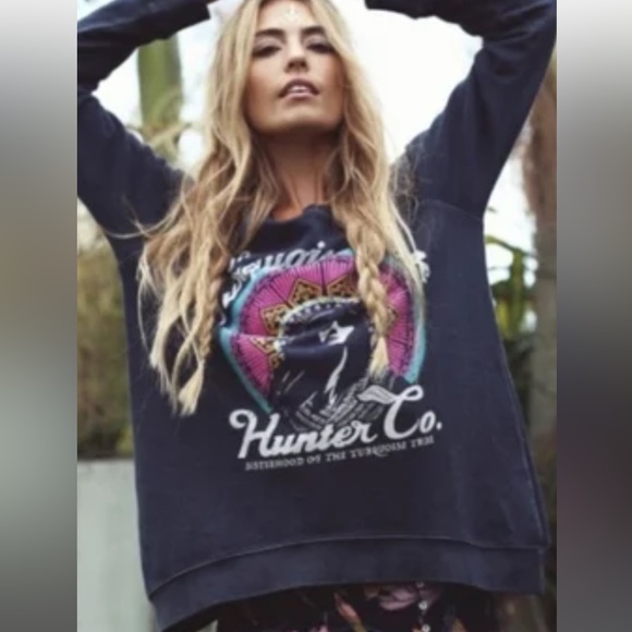 Spell oversized turquoise hunter sweatshirt XS preowned ASIS - Picture 2 of 6